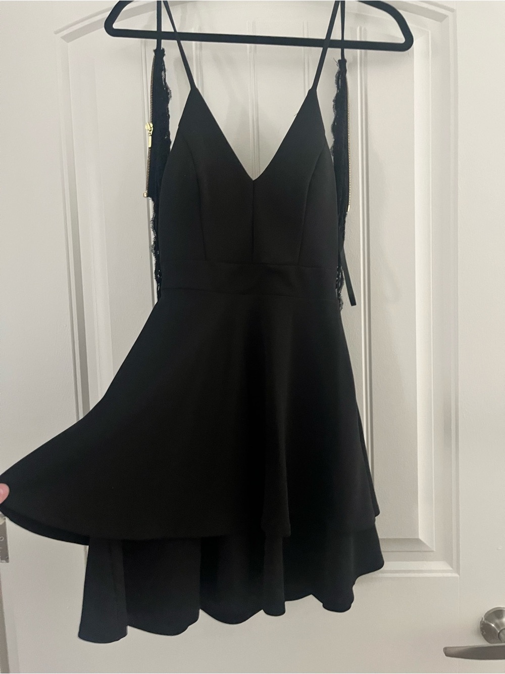 B Darlin Black V-Neck Spaghetti Strap Skater Dress